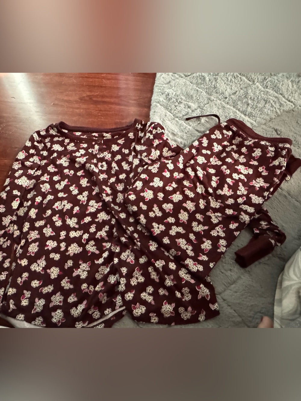 kate spade Burgundy Floral Sleep Set with Pink and Cream Accents
